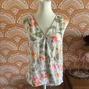Soho Floral Surplice Blouse - Pink and Green